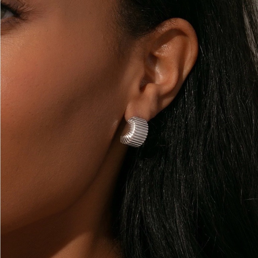 NEW Uncommon James Silver Chunky Ribbed Earrings